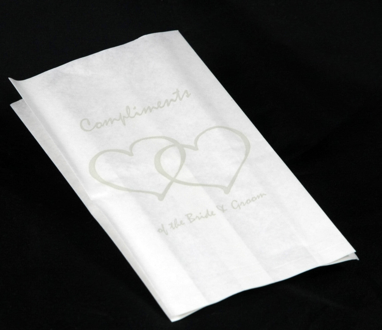 200 Pack Wedding Cake Bags Greaseproof Wax Paper Slice Take Home Favour Silver Heart n Message 5