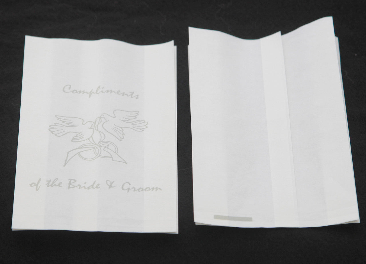 50 Pack Wedding Cake Bags Greaseproof Wax Paper Slice Take Home Favour Silver Doves 5