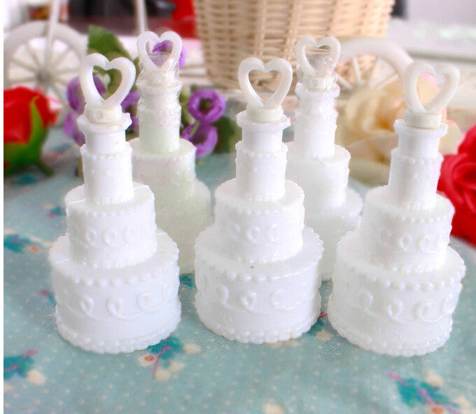 25 Pack Wedding Cake Blow Bubble Bottles White Plastic 6cm High Bomboniere Favour Guest Gift 3