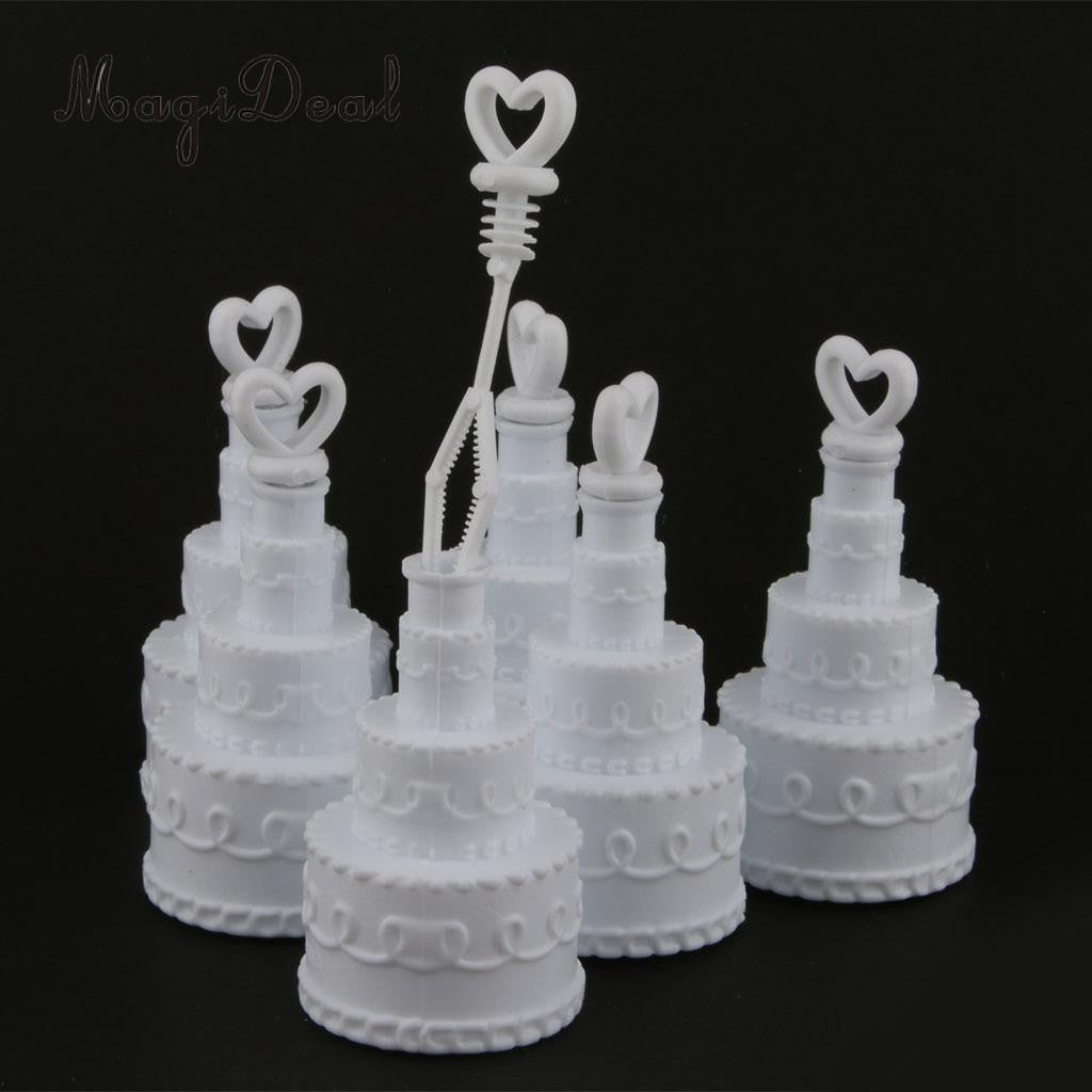 25 Pack Wedding Cake Blow Bubble Bottles White Plastic 6cm High Bomboniere Favour Guest Gift 7