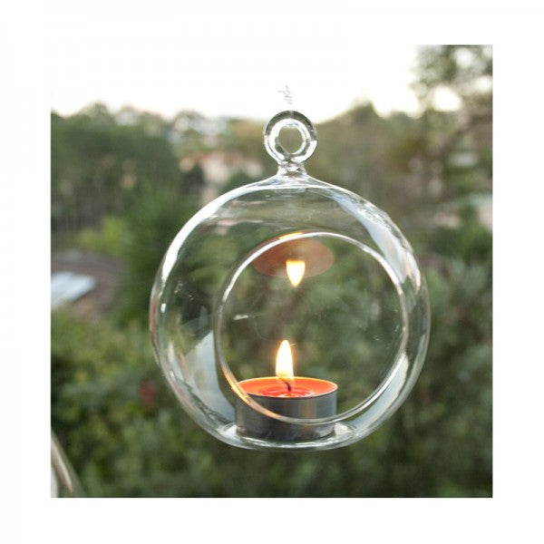 24 Bulk Buy of Hanging Clear Glass Ball Tealight Candle Holder  - 8cm Diameter / High - Wedding Globe Decoration Terrarium Succulent Plant Mini Garden Holder Decor Craft Gift 3