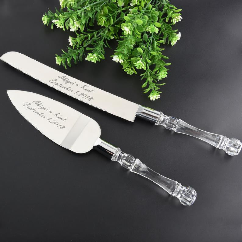 Cutting Cake Knife and Silver Blade Cake Server Set Wedding Anniversary Engagement Birthday Party Gift Boxed 4