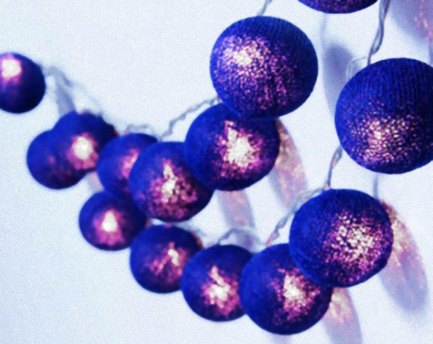 20 Ball Dark Blue 3m String Light Battery Box 5cm Cotton Ball  Christmas Birthday Boy Special Occasion Decoration 5