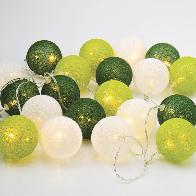 20 Ball Green 3m String Light Battery Box 5cm Cotton Ball  Christmas Birthday Garden Special Occasion Decoration 5