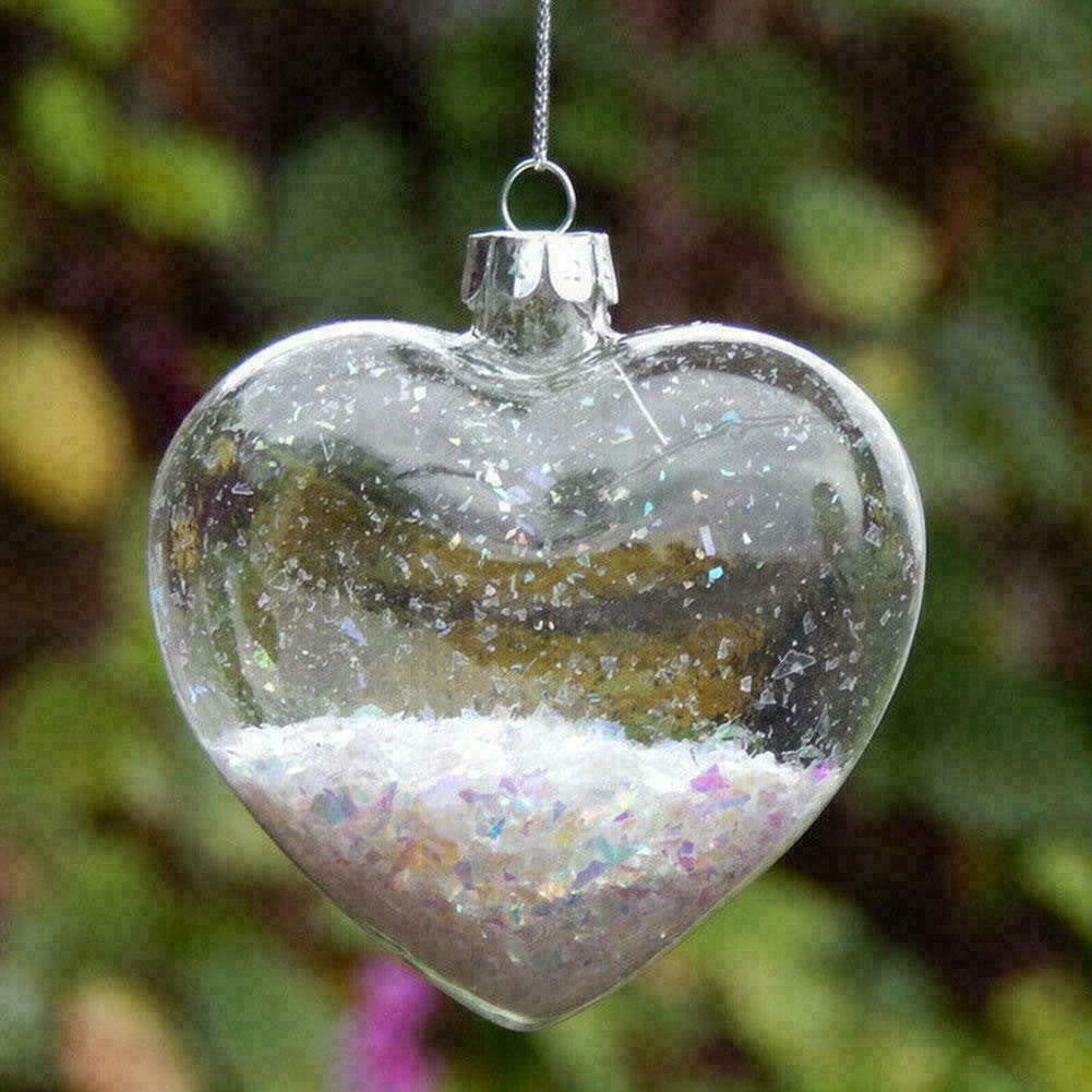 20 Pack Iridescent Glass Heart Ornaments Fillable Baubles for Christmas Party Wedding DIY Craft Decorations 3