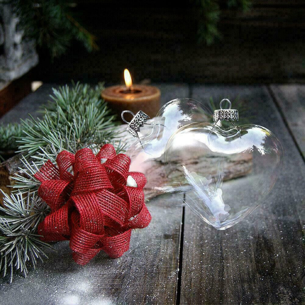 20 Pack Iridescent Glass Heart Ornaments Fillable Baubles for Christmas Party Wedding DIY Craft Decorations 6