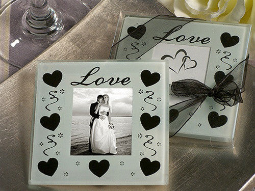 30 Pack Wedding Coasters Glass Square Photo Frame Bomboniere Favour 9x9cm - 2 Frames per Pack 3