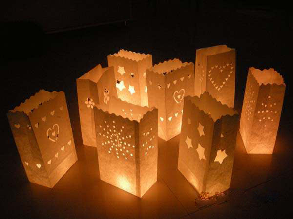 20 Pack White Heart in a Heart Luminary Paper Candle Tea Light Lantern Bags Wedding Garden Anniversary Birthday Night Decorations Evening Party 4