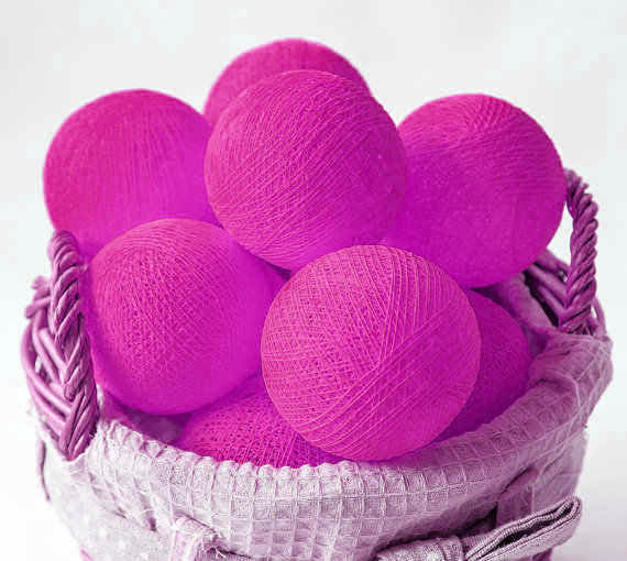 50 Ball HOT Pink LONG 5m String Light Battery Box 5cm Cotton Ball  Christmas Birthday Bbay Girl Special Occasion Decoration 4