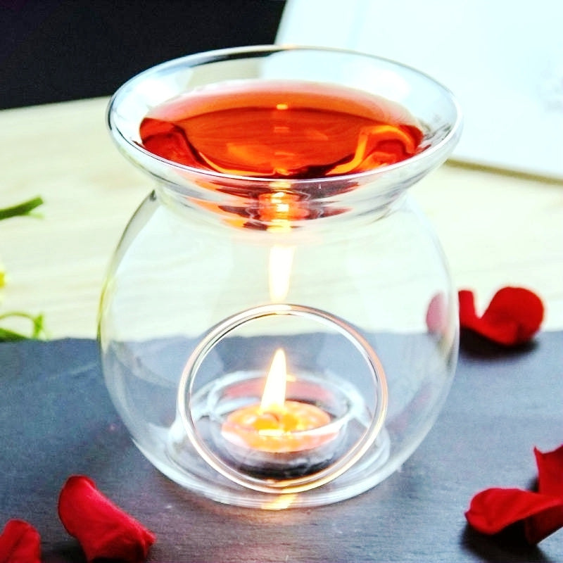 Perfume Scented Essential Oil Tealight Candle Burner Glass Lamp for Aromatherapy Spa Room Relax 14cm High 3