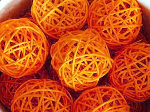 1 Set of Orange 5cm Rattan Cane 20 Ball Battery Powered 3m String Lights Christmas Gift Home Wedding Party Bedroom Decoration Table Centrepiece 4