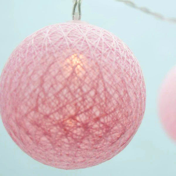 20 Ball Pastel Pink 3m String Light Battery Box 5cm Cotton Ball  Christmas Birthday Bbay Girl Special Occasion Decoration 5