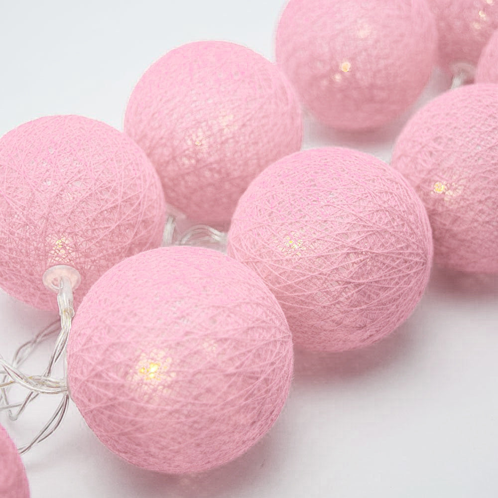 20 Ball Pastel Pink 3m String Light Battery Box 5cm Cotton Ball  Christmas Birthday Bbay Girl Special Occasion Decoration 6