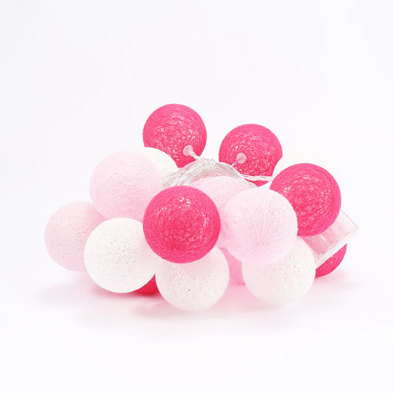 1 Set of 20 LED Pink 5cm Cotton Ball Battery Powered String Lights Christmas Gift Home Wedding Party Girl Bedroom Decoration Outdoor Indoor Table 3