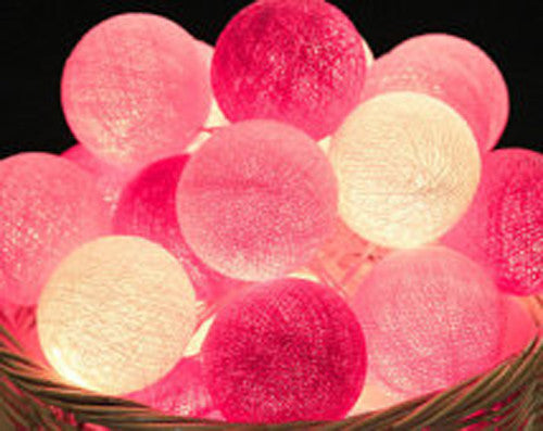 1 Set of 20 LED Pink 5cm Cotton Ball Battery Powered String Lights Christmas Gift Home Wedding Party Girl Bedroom Decoration Outdoor Indoor Table 8