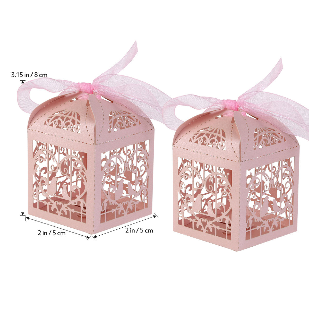 Pink Dove Bird Heart Baby Birth naming Ceremony Bomboniere Favor Lolly Gift Card Box - 10 Pack 4