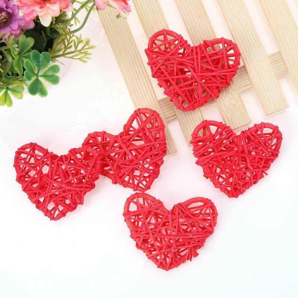 50 Red 3D Hollowed Rattan Heart-Shaped 5M LONG String Fairy Lights, Battery (AA) Indoor & Outdoor Decorations Wedding Valentines Romantic Room Table Lighting 4