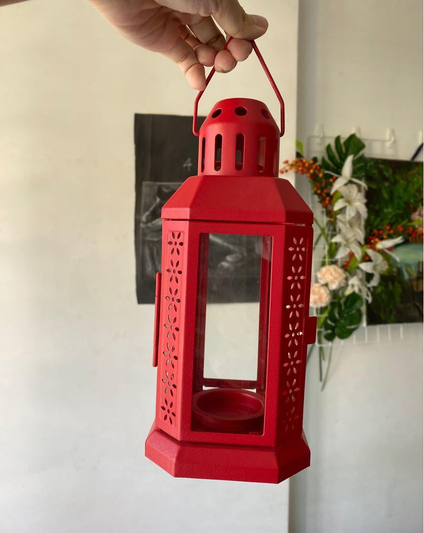 10 Pack of Red Metal Miners Lantern Summer Xmas Wedding Home Party Room Balconey Deck Decoration 21cm Tealight Candle 5