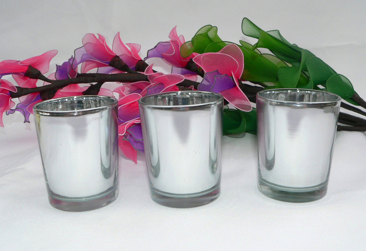 20 Pack Silver Mercury Glass Votive Candle Holders Set For Wedding, Bridal And Baby Shower, Party Function or Home Decor 4