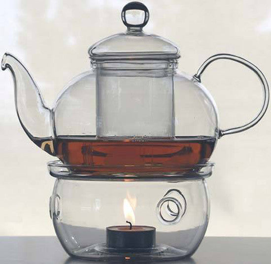 10 Wholesale Sets of Gongfu Chinese Ceremony Tea Set - 6 Glass cups with Infuser and Tealight Candle Pot Warmer 6