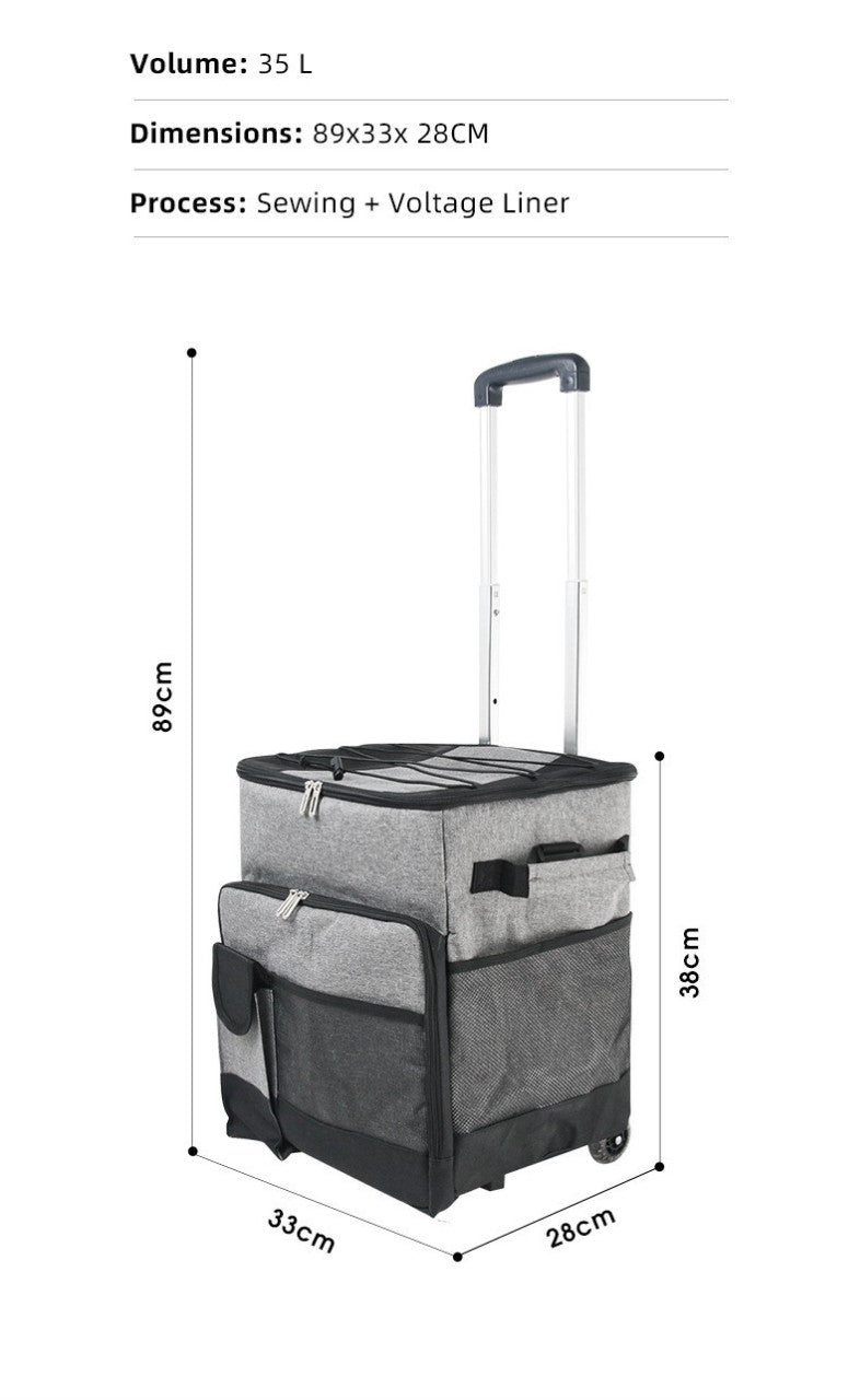 Cooler Picnic Bag Trolley Thermally Insulated - 36L - 60 cans - Grey - Drinks Food Cool Bag Rainproof 3