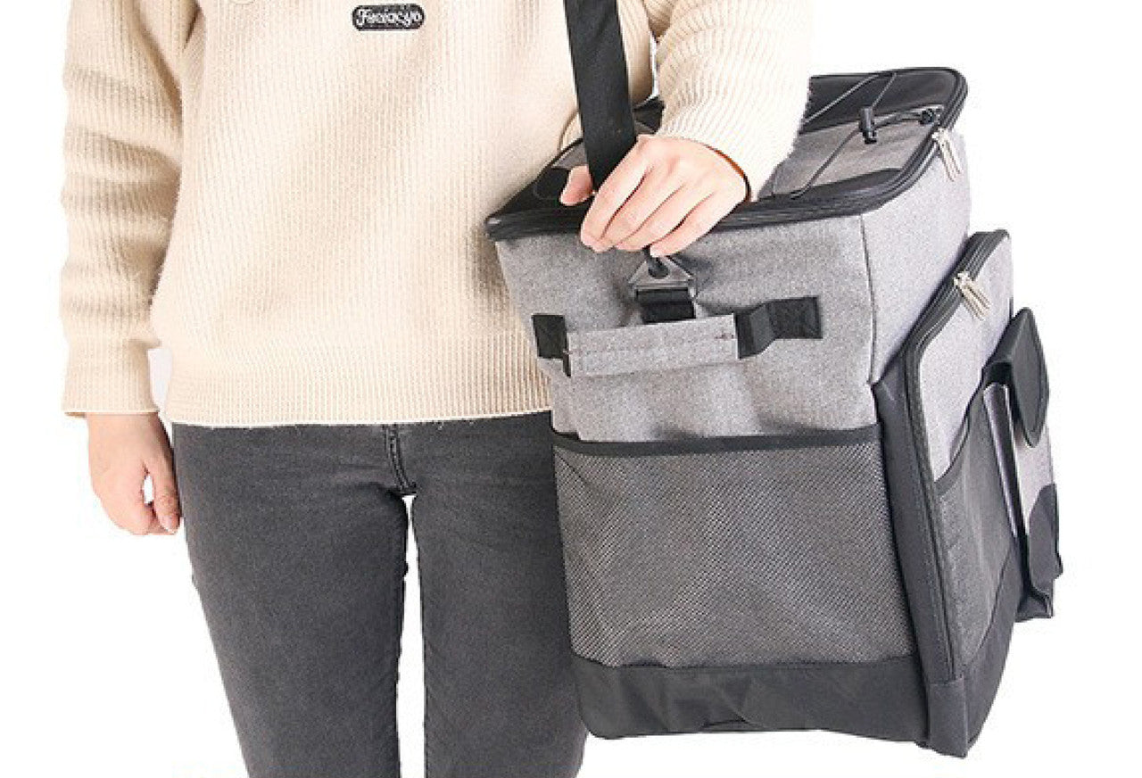 Cooler Picnic Bag Trolley Thermally Insulated - 36L - 60 cans - Grey - Drinks Food Cool Bag Rainproof 4