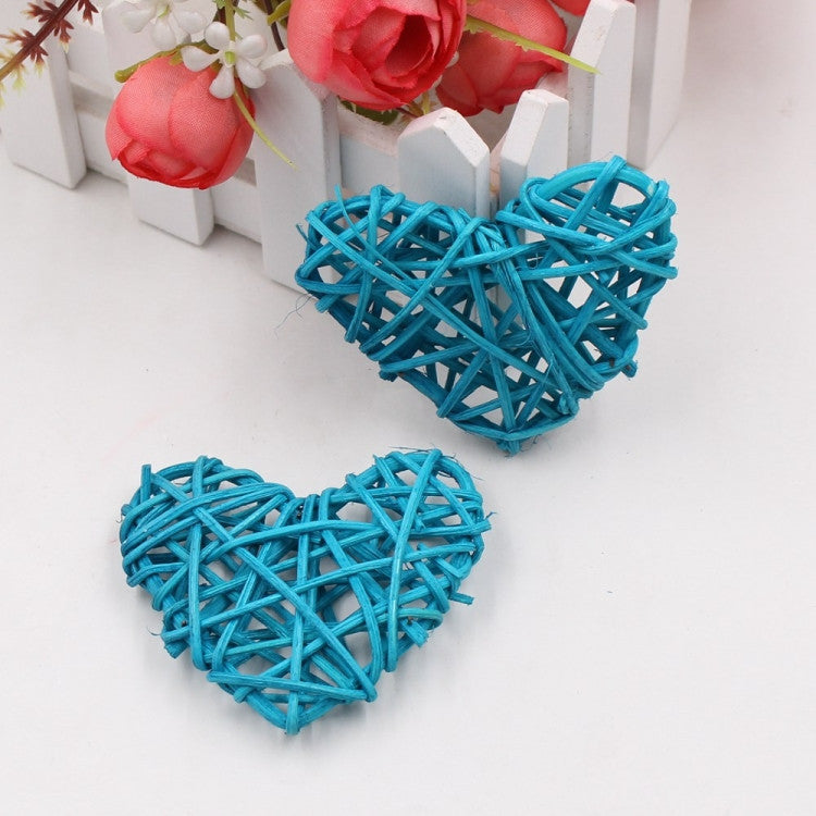 20 Turquoise Blue 3D Hollowed Rattan Heart-Shaped 3M String Fairy Lights, Battery (AA) Indoor & Outdoor Decorations Birthday Kids Celebration PartyRoom Table Lighting 3
