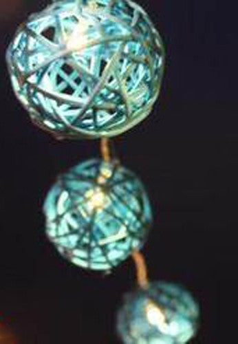 1 Set of 20 LED Turquoise 5cm Rattan Cane Ball Battery Powered String Lights Christmas Gift Home Wedding Party Bedroom Decoration Table Centrepiece 3