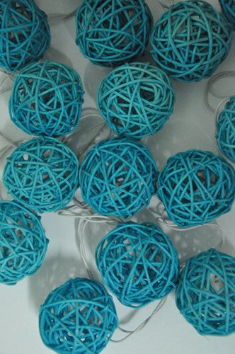 1 Set of 20 LED Turquoise 5cm Rattan Cane Ball Battery Powered String Lights Christmas Gift Home Wedding Party Bedroom Decoration Table Centrepiece 4