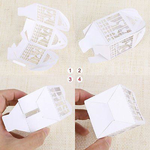 100 Piece Pack - White Dove Bird Heart Wedding Bomboniere Favor Lolly Gift Card Box 5