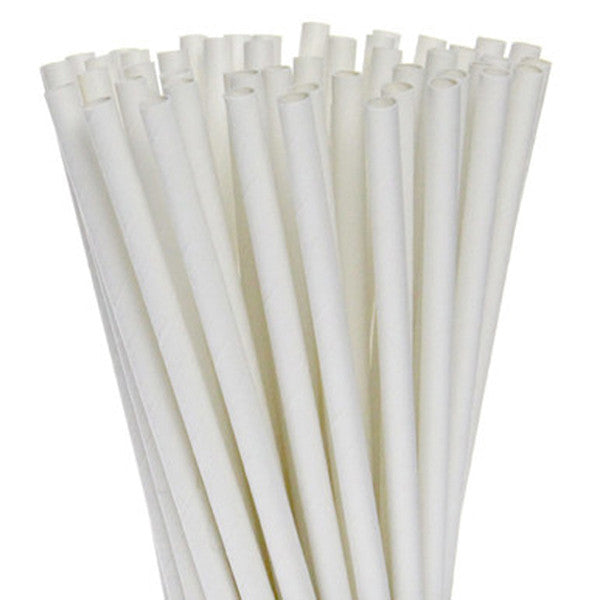 200 Pack White Drinking Straws Biodegradable Eco Paper Birthday Party Event Bistro Bar Cafe Take Away 4