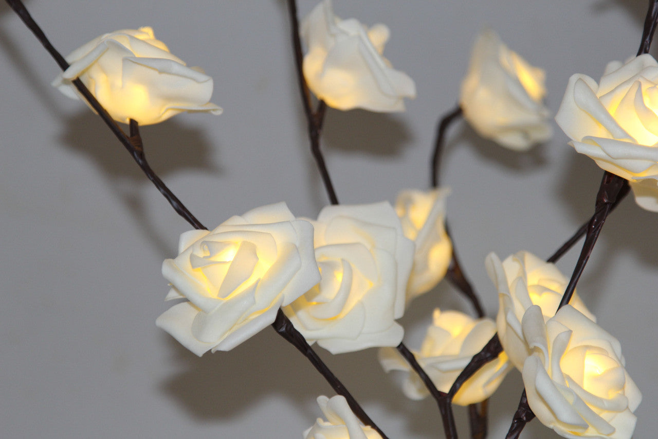 1 Set of 50cm H 20 LED White Rose Tree Branch Stem Fairy Light Wedding Event Party Function Table Vase Centrepiece Decoration 5