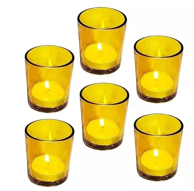 20 Pack Yellow Glass Votive Candle Holders Table Centreoieces  Xmas Wedding Anniversary Event Recption Party Function or Home Decor 6