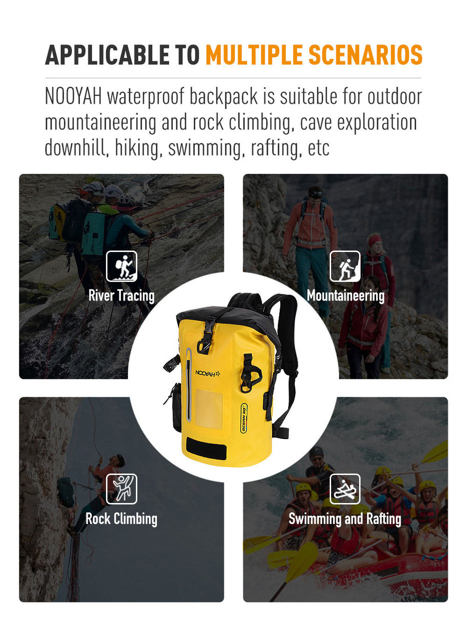 NOOYAH IPX8 Waterproof Bike Cycle Outdoor Sports Backpack Double-Layer Waterproof Bag  YELLOW 15