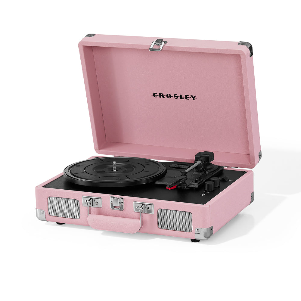 Crosley Cruiser Bluetooth Portable Turntable - Blush Pink + Bundled Crosley Record Storage Crate 3