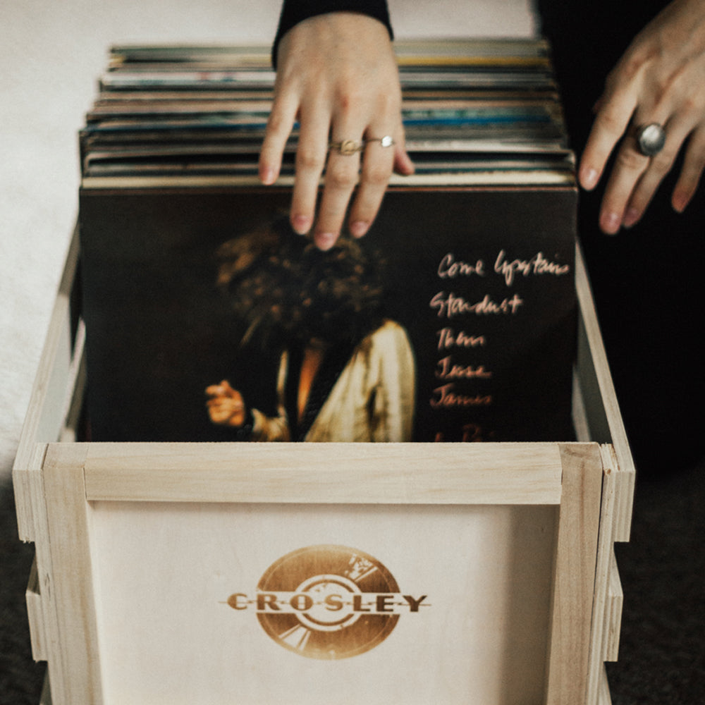 Crosley Cruiser Bluetooth Portable Turntable - Silver + Bundled Crosley Record Storage Crate 4