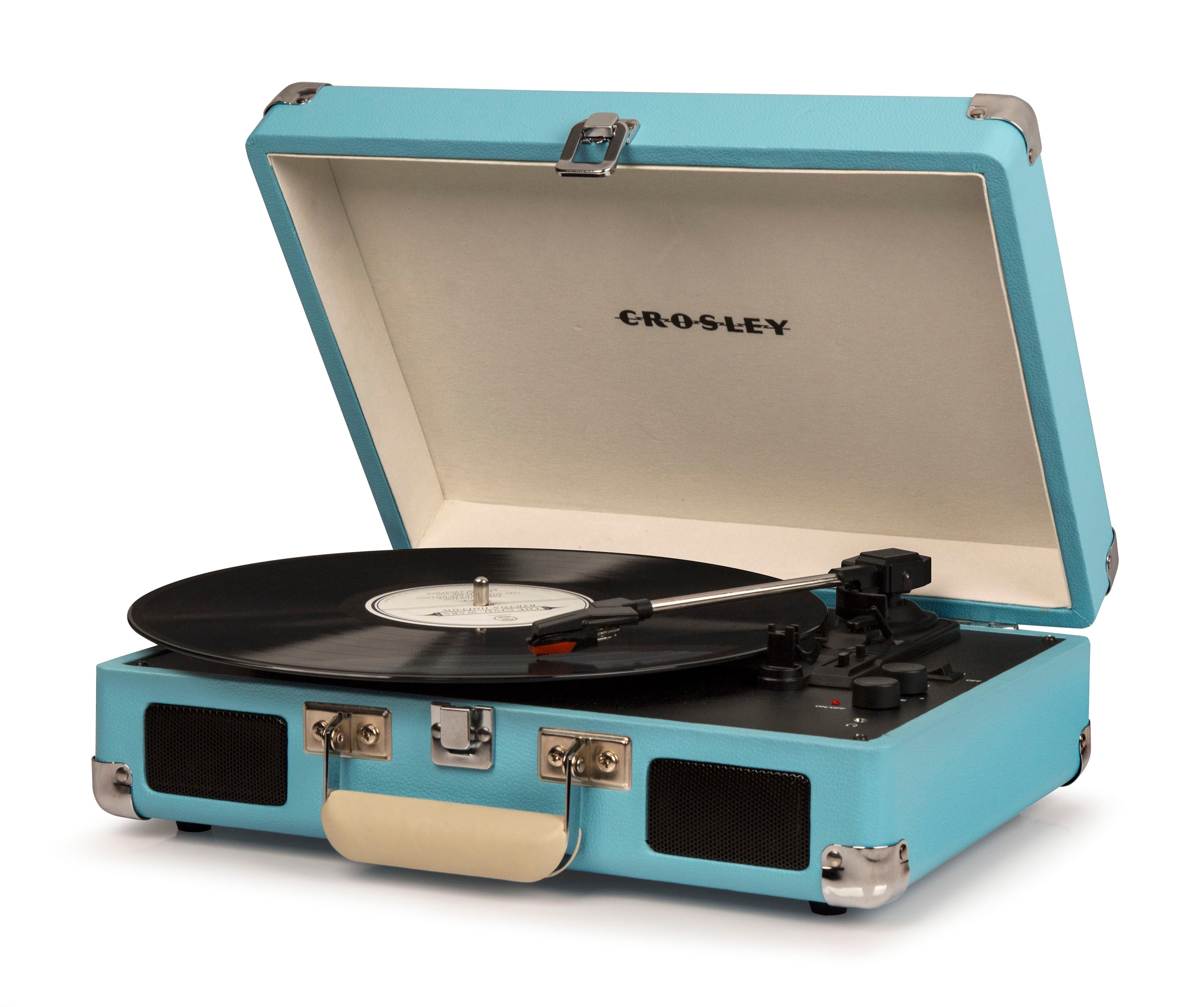 Crosley Cruiser Bluetooth Portable Turntable - Turquoise + Bundled Crosley Record Storage Display Stand 3