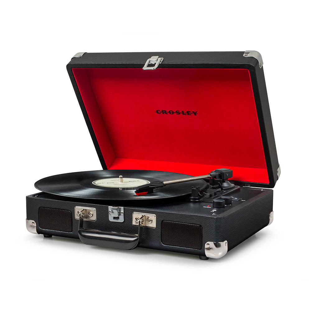 Crosley Cruiser Bluetooth Portable Turntable - Black + Crosley Entertainment Stand Bundle 3