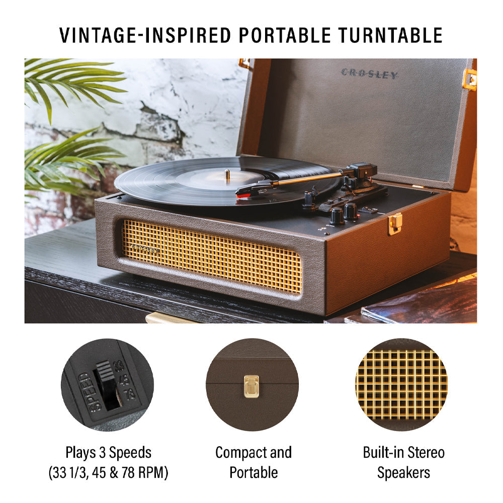 Crosley Voyager Bluetooth Portable Turntable - Cocoa + Bundled Majority D40X Bluetooth Speakers - Black 5