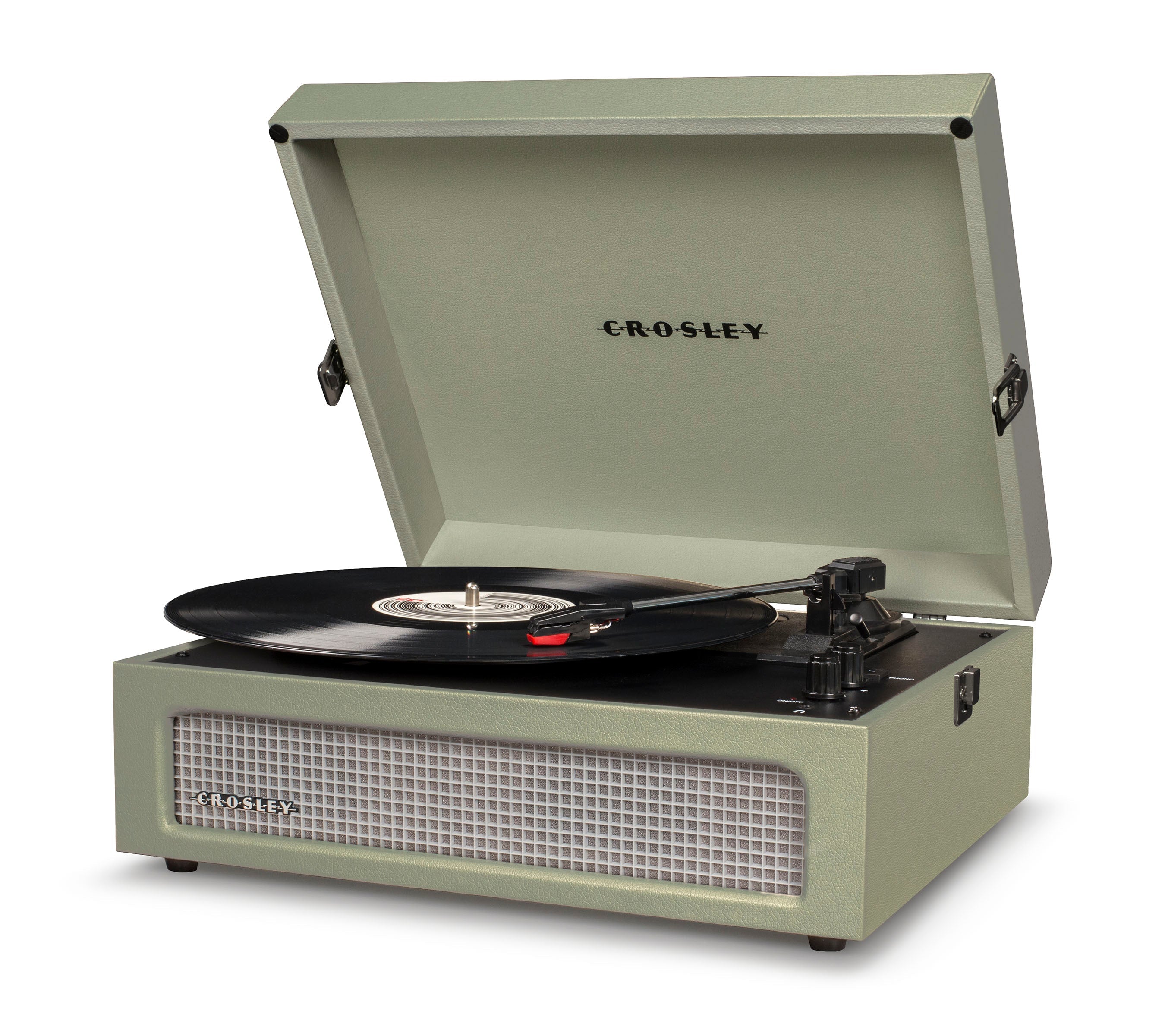 Crosley Voyager Bluetooth Portable Turntable - Sage + Bundled Majority D40X Bluetooth Speakers - Black 4