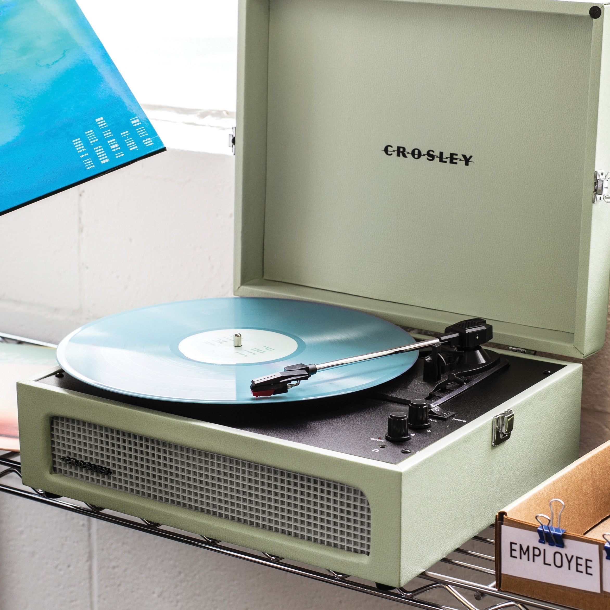 Crosley Voyager Bluetooth Portable Turntable - Sage + Bundled Majority D40X Bluetooth Speakers - Black 3