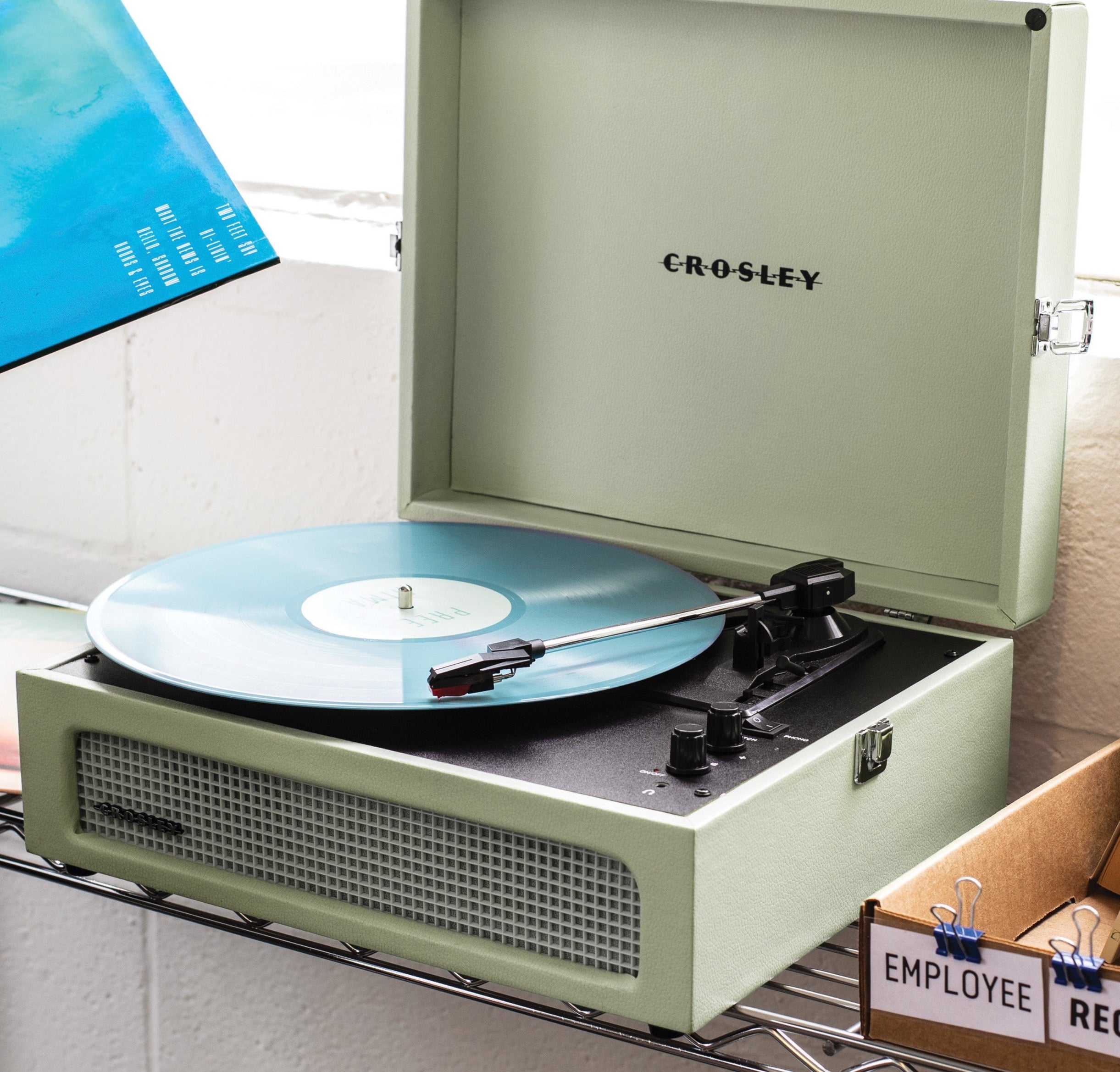 Crosley Voyager Sage - Bluetooth Portable Turntable  & Record Storage Crate 5
