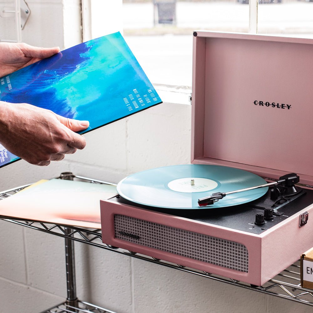 Crosley Voyager Bluetooth Portable Turntable - Amethyst + Bundled Crosley Record Storage Display Stand 5