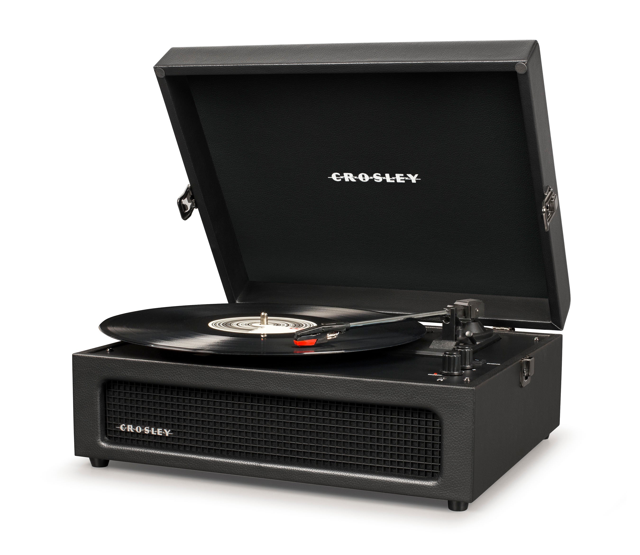 Crosley Voyager Bluetooth Portable Turntable - Black + Bundled Crosley Record Storage Display Stand 4