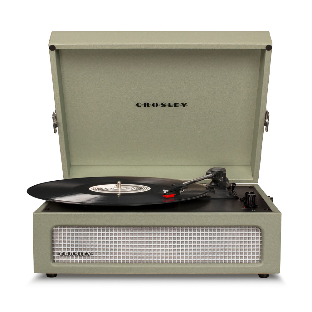 Crosley Voyager Bluetooth Portable Turntable - Sage + Bundled Crosley Record Storage Display Stand 3