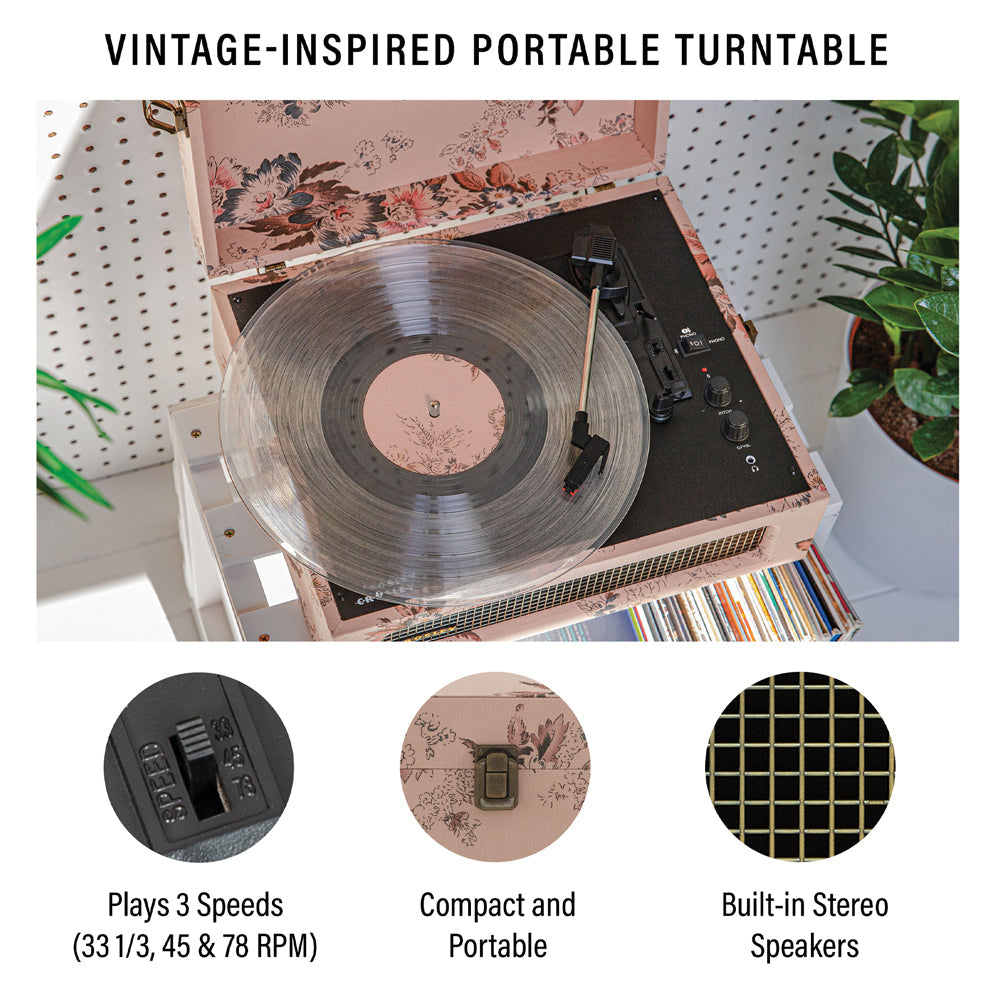 Crosley Voyager Bluetooth Portable Turntable - Floral 3