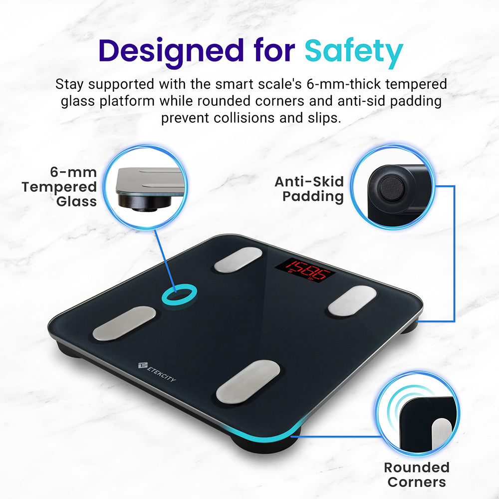 Etekcity Smart Scale for Body Weight, Black & Etekcity Smart Blood Pressure Monitor, White Bundle 5