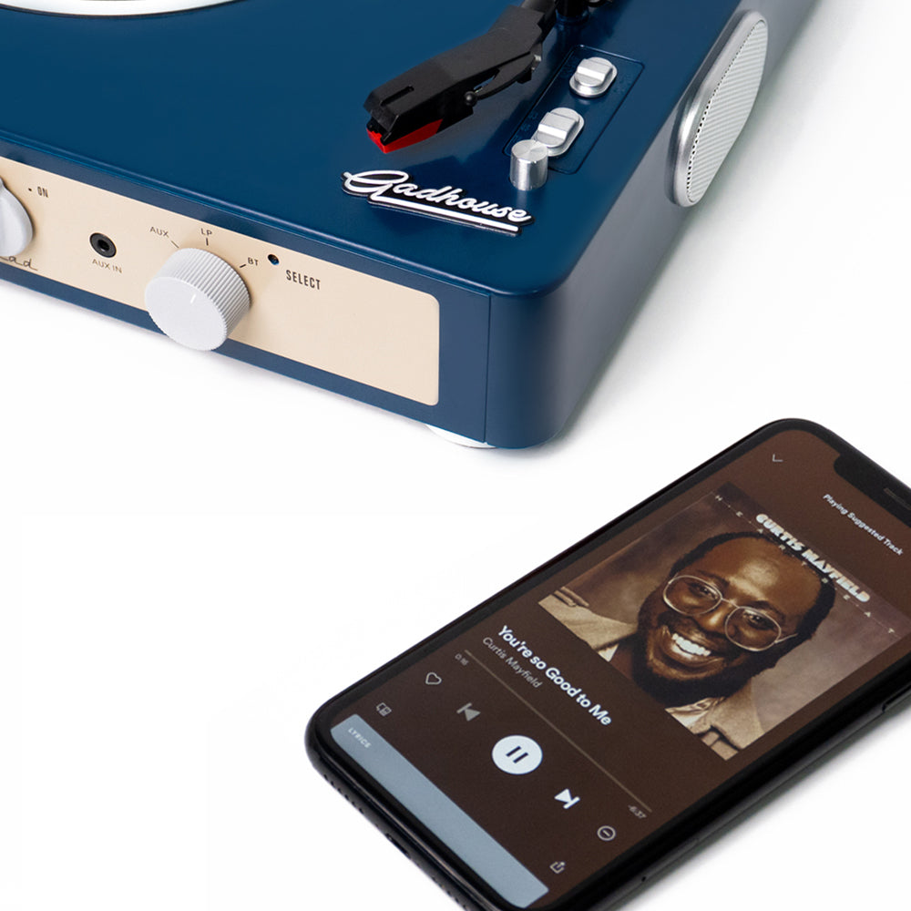 Gadhouse Brad MKII Record Player - Navy + Bundled Record Storage Crate 9