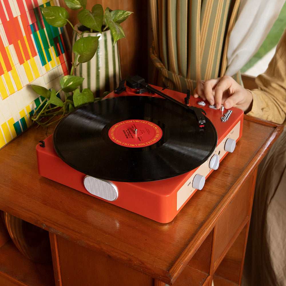 Gadhouse Brad MKII Record Player - Tangerine + Bundled Record Storage Crate 3