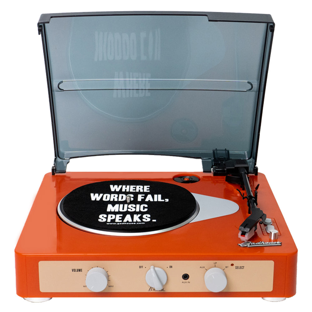 Gadhouse Brad MKII Record Player - Tangerine + Bundled Crosley Record Storage Display Stand 4